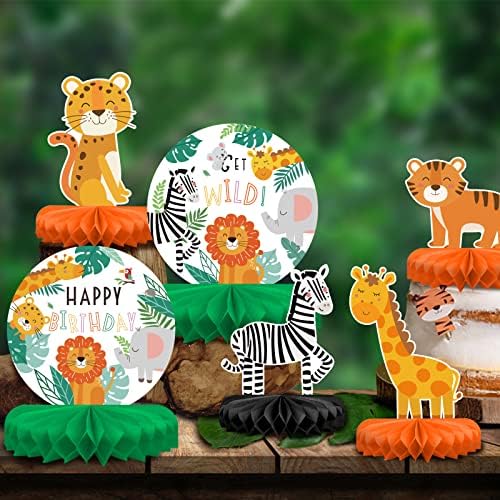 Safari Birthday Decorations Table Centerpiece - Jungle Animals Theme Party Supplies, Honeycomb Table Toppers for Animal Jungle Theme Party Decorations - Image 5