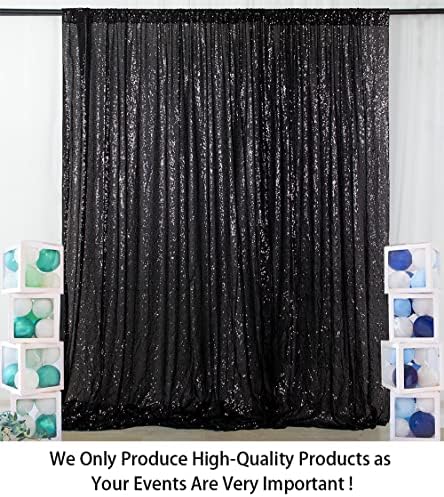 ShinyBeauty Sequin Drapes - Black 7FTx7FT Glitter Backdrop Fabric - 96Inches Long - Photography & Graduation Backdrop - Image 2