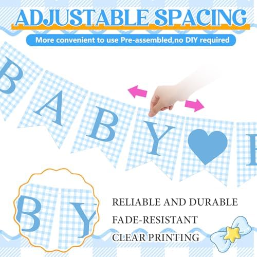 Hahafelt Baby Boy Banner for Baby Shower Decorations, Blue - Image 2