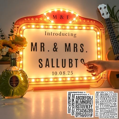 Large Wedding Bottle Service Sign, Personalized Wedding Entrance Props Led Marquee Sign for Reception, 22IN Custom Waterproof Light up Marquee Sign for Bridal Engagement Anniversary Nightclub Gift (Warm White 10) by KiMineon