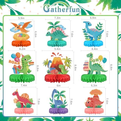Dinosaur Birthday Party Supplies Kit - Dinosaur Themed Table Decorations with Honeycomb Centerpiece for Splendid Birthday Party Decorations - Image 2