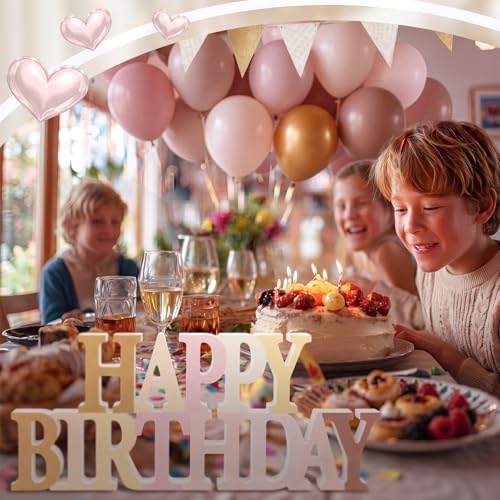 Novabright Happy Birthday Sign, Boho Champagne Gold, No Glitter - Image 4
