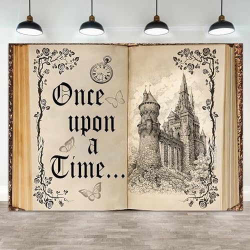 12x6ft Once Upon a Time Backdrop Fairy Tale Books Castle Princess Photography Background Once Upon a Time Birthday Baby Shower Decoration Storybook Wedding Party Banner by ASDCXZ