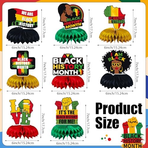 JULMELON 8 Pcs Black History Month Centerpieces 3D Honeycomb Table Decor - Image 2