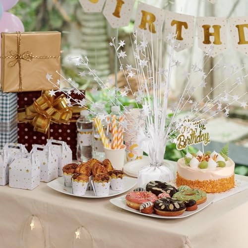 Crowye 6 Pcs White Metallic Foil Spray Centerpieces Wedding Table Decor - Image 4