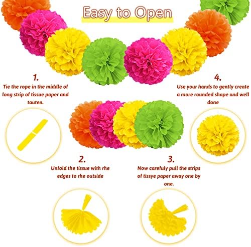 Multicolor Birthday Decorations - Happy Birthday Banner, Paper Pompoms, Confetti, Balloons, Hanging Garland, Swirl Streamers for Boys and Girls Party Decor - Image 4