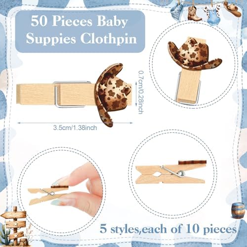 Patelai 321 Pcs Cowboy Baby Shower Decorations Retro Western Games Supplies - Image 4