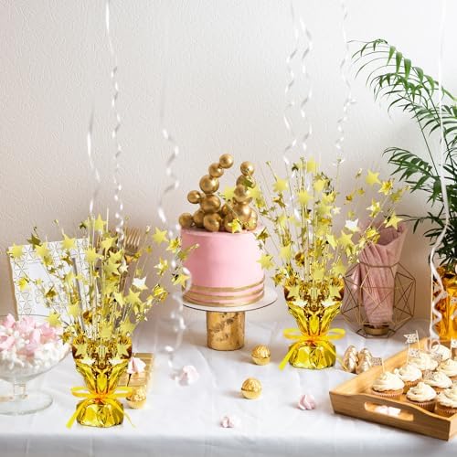 Crowye 6 Pcs Gold Foil Spray Centerpieces, Wedding Table Decor, Medium Star - Image 5