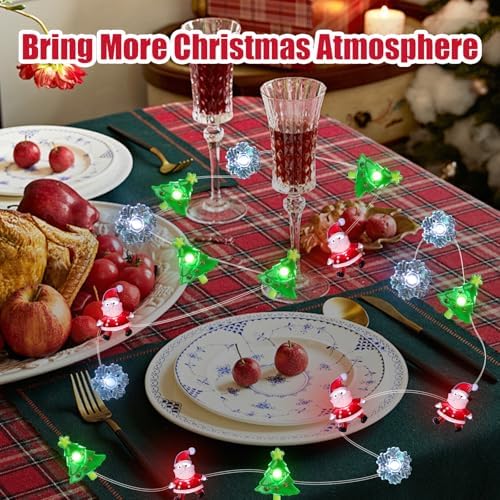 Christmas Lights Santa Snowflake Christmas Tree String Lights, 30 LEDs 10ft Battery Powered, Christmas Decorations Xmas Fairy Lights for Wreath Window Fireplace Tree Poster Board Home Decor - Image 5