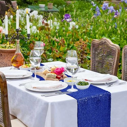 10 Packs 12 x 72 inches Royal Blue Sequin Table Runner - Image 6