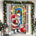 BlissYard Christmas Door Cover Santa Bulldog 35x71 Inch Polyester by BlissYard