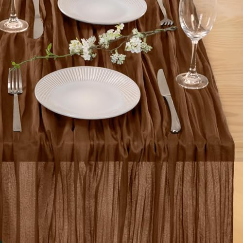 Fall Table Runner Brown Cheesecloth Table Runner Home Decor 10ft, 3 Pack - Image 6
