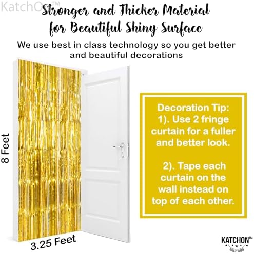 KatchOn, Gold Streamers Backdrop -3.2x8 Ft Pack of 2 Birthday Decorations - Image 3