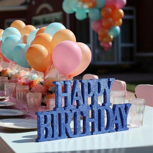 Novabright Happy Birthday Sign, Blue, Glitter - Image 4