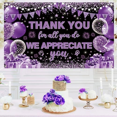 Vlipoeasn Purple We Appreciate You Banner Decorations - Image 3