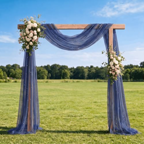Artoid Mode Pearl Dark Bule Gauze Table Runner 59x120 Inch Home Decor - Image 3
