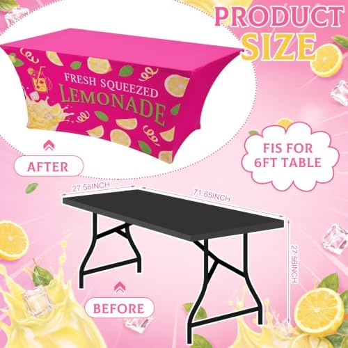 Frienda 2 Pcs Lemonade Stand Supplies 6ft Lemonade Stand Stretch Tablecloth - Image 3