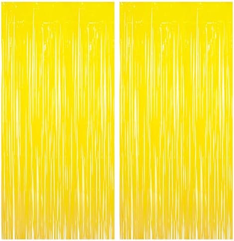 BRAVESHINE Fringe Curtain Backdrop | 2PCS | Pastel Yellow Party Decorations by BRAVESHINE