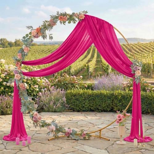 Pack of 1 Wedding Arch Drape Panel Fabric 30" x 40ft - Hot Pink - Image 3