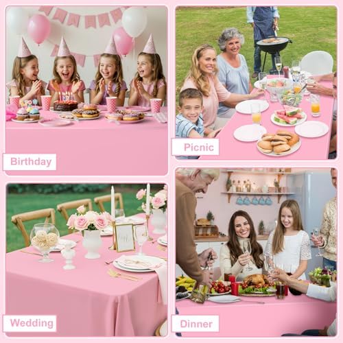 NatNarr 6 Pcs Plastic Pink Tablecloths, Scalloped Rectangle Table Cloths - Image 7