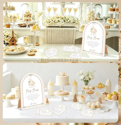 Goose Baby Shower Games, Vintage Goose Measure The Baby Bump Game, 6x8 Inch Arch Wooden Sign With Stand And 50 Guessing Cards, Gender Reveal Party Supplies & Decorations - AD04 - Image 5