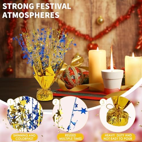 6 Pack Metallic Foil Spary Centerpieces for Tables, Gold Navy Blue Centerpieces for Tables Decorations, Star Brust Table Centerpieces for Birthday Graduation Wedding Baby Shower Party - Image 3