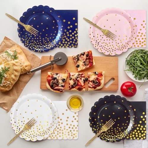Pink and Gold Paper Plates and Napkins Fork Party Supplies - Image 6