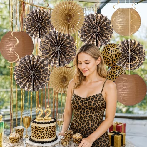 Kriyokiaa Cheetah Leopard Print Birthday Decoration Set 16 Pcs - Image 4
