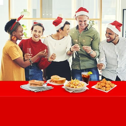 12 Pack Christmas Plastic Tablecloths, Red White Green - Image 7