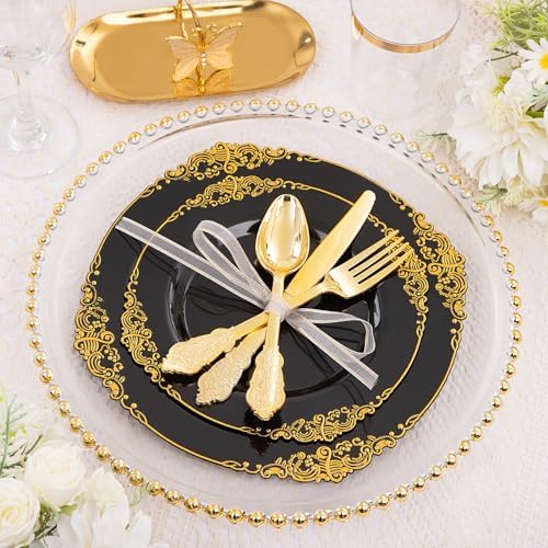 Hioasis 210 Pcs Black Gold Plates for Graduation - Image 4