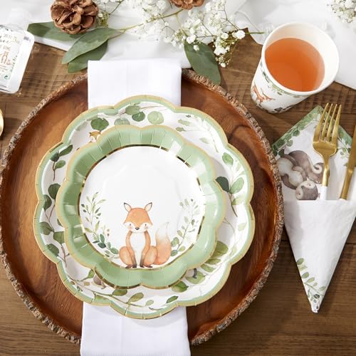 Kate Aspen Woodland Baby Shower Decorations - 78-Piece Baby Shower Plates and Napkins Set with Cups for 16 Guests - Gender Reveal Decorations Forest Animal Theme Party Supplies and Table Decor - Image 4