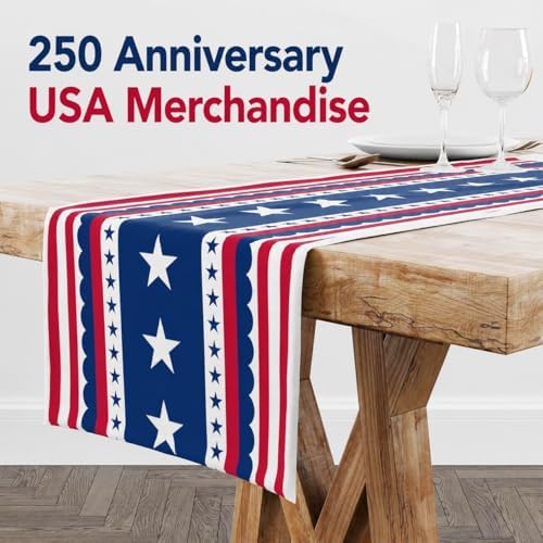 OHOME 4th of July Decorations - Patriotic USA Stars Table Runner for Home | Memorial Day Decorations - Fourth of July Accessories Decor Party Supplies Indoor Outdoor - 250 Anniversary USA Merchandise - Image 3