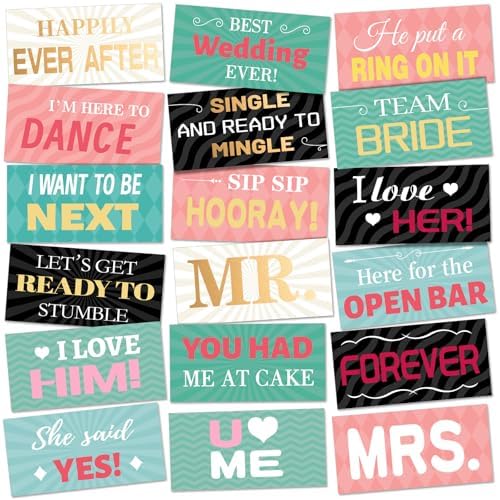 Beeveer 24 Designs Wedding Photo Booth Props, Double Sided PVC Signs by Beeveer