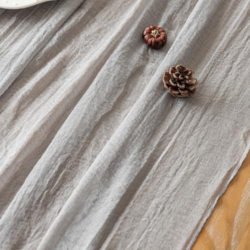 Grey Cheesecloth Table Runner 120 Inches Fall Party Home Decorations - Image 5