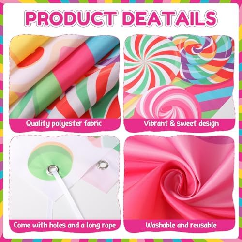 Peryiter 3 Pcs Candy Door Decorations Porch Signs Birthday Party Backdrop - Image 3