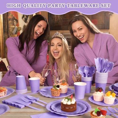 Vyntra 175 Pcs Lavender Paper Plates and Napkins Party Supplies - Image 7