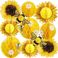 SUNBEAUTY Sunflower Party Decorations 3D Bee Honeycomb Hanging Decor Yellow Tissue Paper Flowers Birthday Yellow Sunflower Ceiling for Classroom Bulletin Board Wall Baby Shower Summer Garden Party by SUNBEAUTY