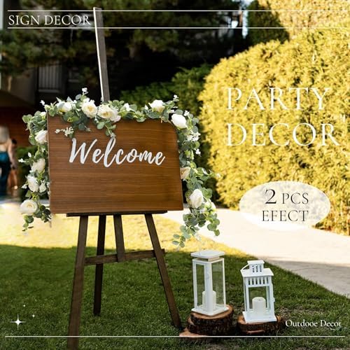Der Rose 2Pcs 6.5FT Fake Floral Greenery Garland for Backdrop Wedding Decor - Image 3
