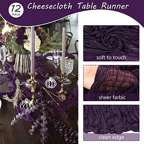 35x72 Inch Dark Purple Cheesecloth Table Runner Gothic Wedding Party Decor - Image 4