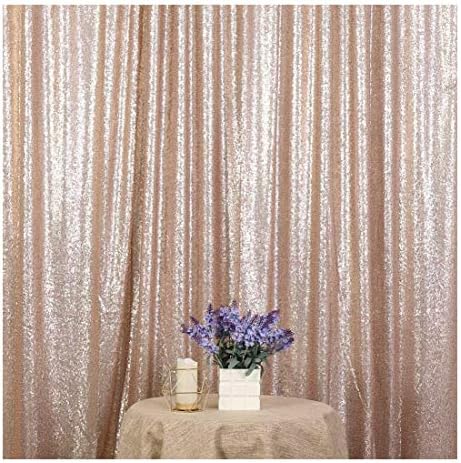 Poise3EHome 6FT x 8FT Sequin Photography Backdrop Curtain for Party Decoration, Champagne by Poise3EHome