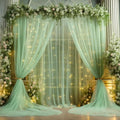 20x10ft Green Tulle Backdrop Curtain with Lights String for Parites, Sheer Photo Backdrop Curtains with Lights for Wedding Backdrop Ceremony Reception Bridal Shower Baby Shower Birthday Party by PartyTalk