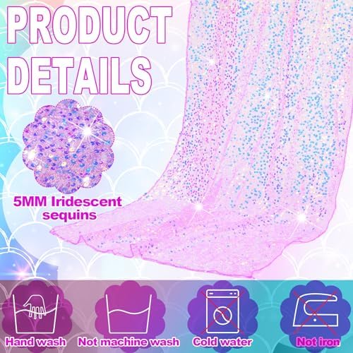 Remagr 12 Pcs Iridescent Mermaid Sequin Table Runner, Purple - Image 3