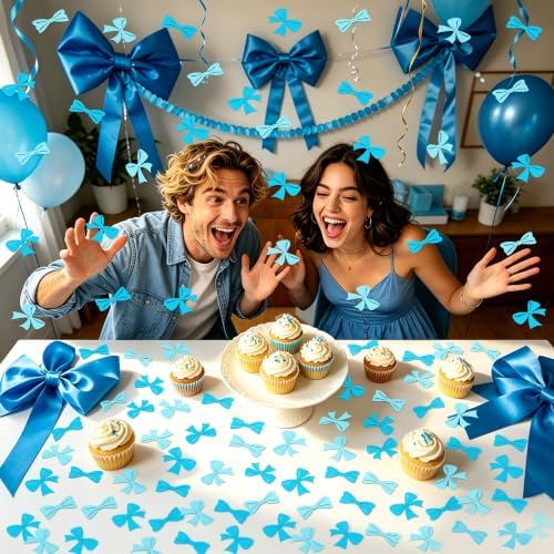 200Pcs Double-sided Blue Bows Confetti Bow Bowknot Table Decorations - Image 6