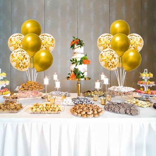 6 Set Balloon Stand Kit for Table Centerpieces With Balloon and Base Party Decorations for Birthday Wedding Retirement Graduation Baby Shower (Gold) - Image 4