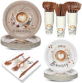 Yungyan 252 Pcs Love Is Brewing Bridal Shower Party Tableware Set by Yungyan