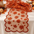 Fall Decorations for Home - Orange Lace Fall Leaves Table Runner by OHOME