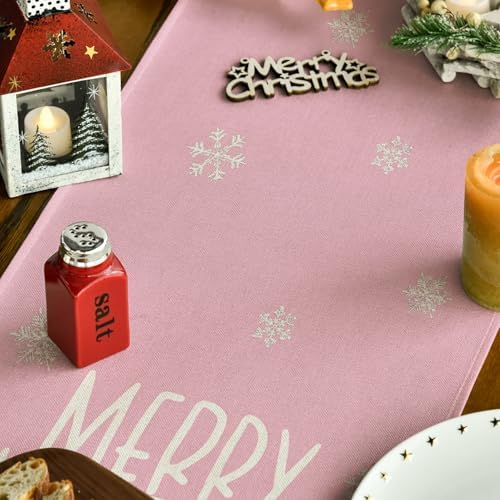 Artoid Mode Pink Xmas Trees Table Runner Home Party Decor 13x36 Inch - Image 3