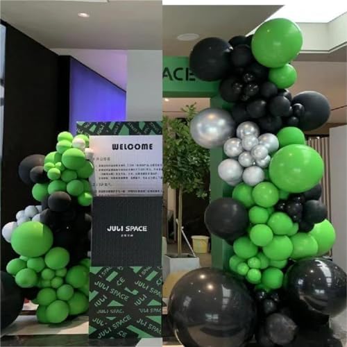 MEBAY Green Black White Metallic Gold Balloons Garland Arch Kit, 146 Pcs Lime Dark Green Matte Black Confetti Gold Balloons for Graduation Football Soccer Army Birthday Party Decorations - Image 3