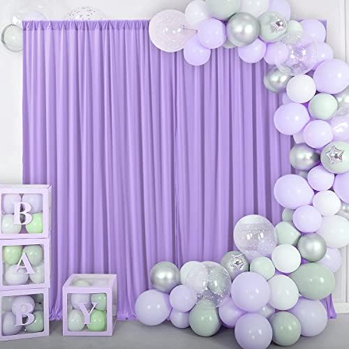 AK TRADING CO. 10 feet x 10 feet Polyester Backdrop Drapes Curtains Panels with Rod Pockets - Wedding Ceremony Party Home Window Decorations - Lavender - Image 5