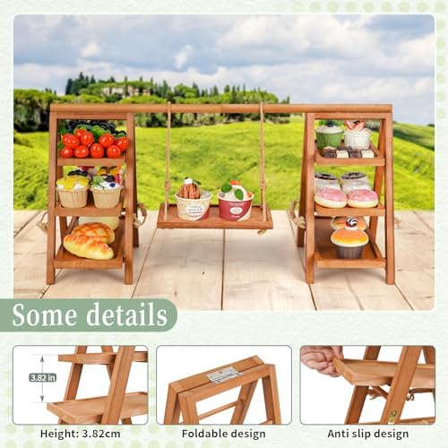 Cupcake Stand, 3 Tier Wood Cupcake Display Stand with Swing - Image 3
